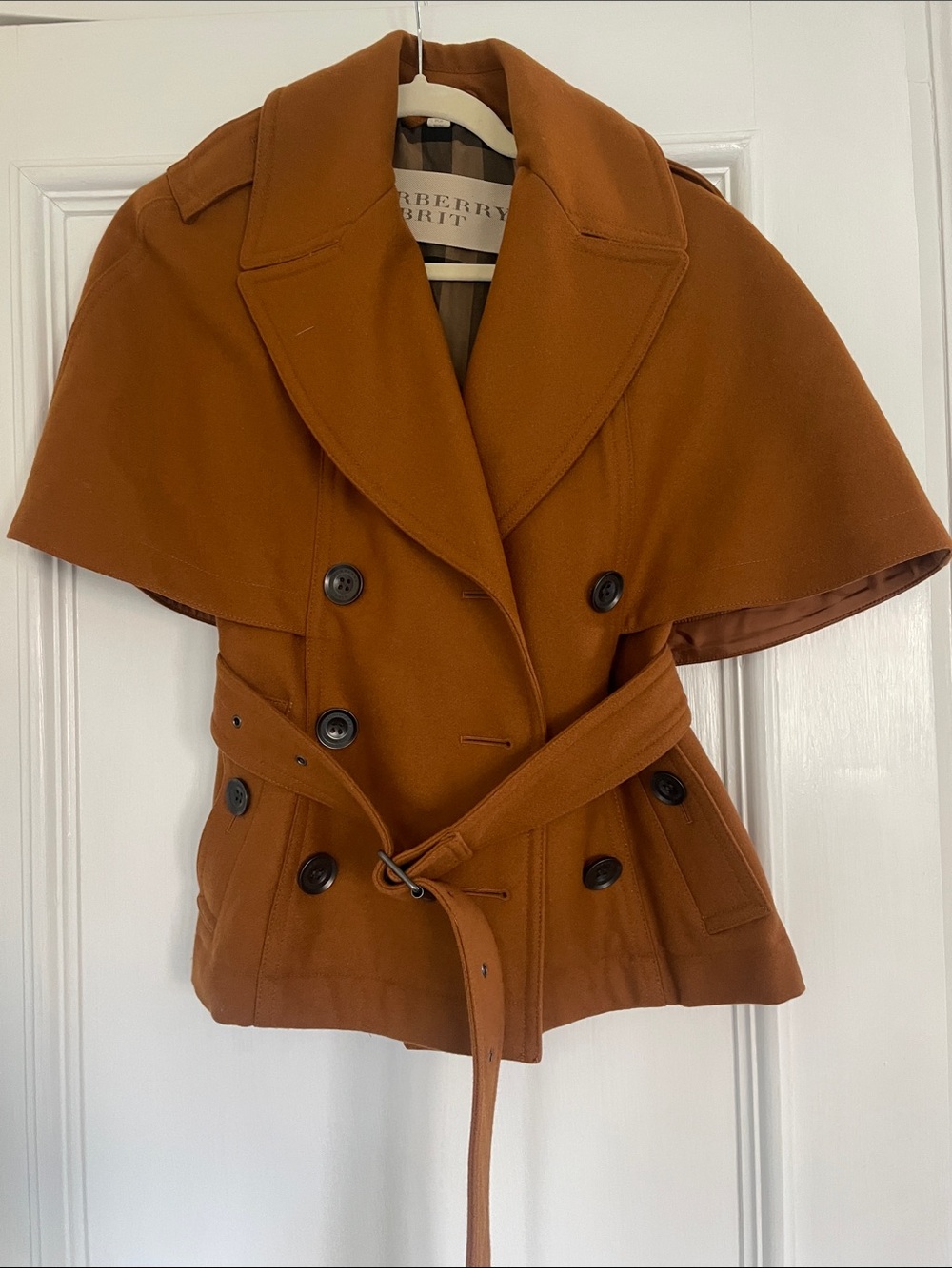 Burberry Brit Russet Brown Cape Trench with Belt